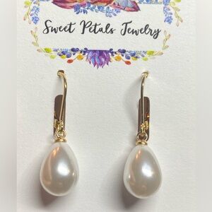Gold and White Pearl Earrings